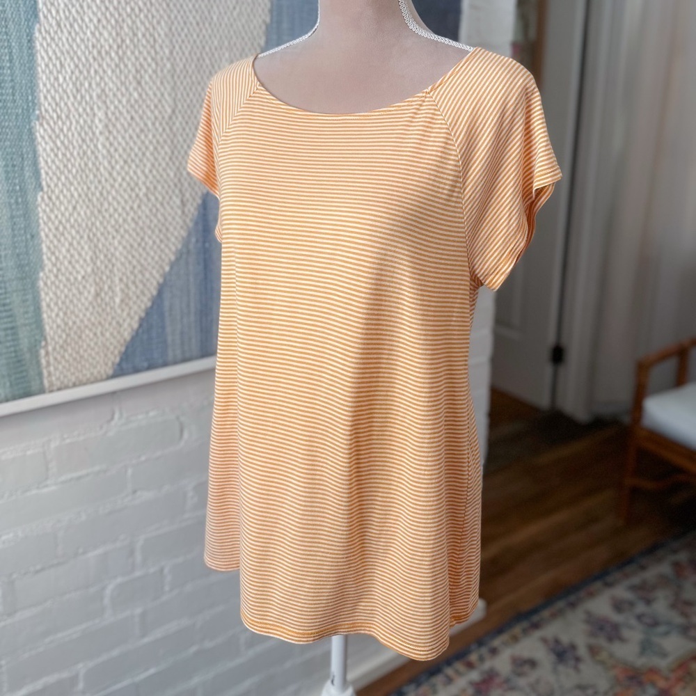 Loft Outlet Yellow and White Striped T-Shirt